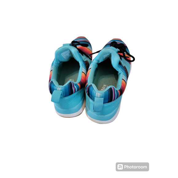 Crazy Train Sneakers Turquoise Serape Cheetah Low Top Lace Up Tennis Shoes Sz 8 - Picture 2 of 9